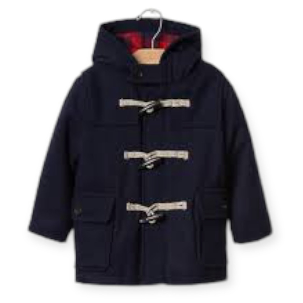 NEW GAP Wool Toggle Coat with Buffalo Plaid Lined Hood